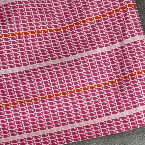 Vineyard Vines Skirt Womens 0 Pink Cotton Whale Print Stripe 29x16 side zip Mini - Picture 10 of 15